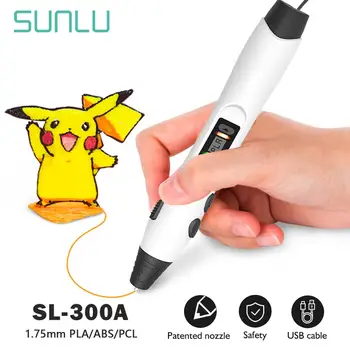 SUNLU USB 3D pen SUNLU support 1.75 mm ABS/PLA/PCL filament diy drawing pen with OLED screen,1-8 digital extruded support5V 2A