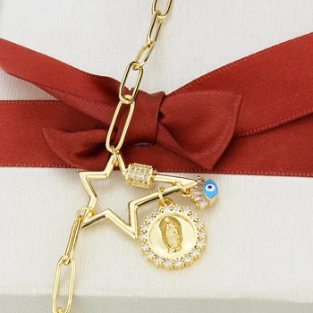 SUNSLL nowa dostawa złoto miedź neckalce gwiazda kombinacja tag naszyjnik dla kobiet moda partia biżuterii łańcucha prezenty