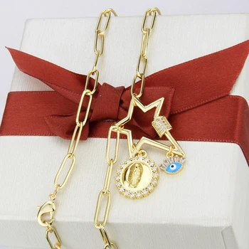 SUNSLL nowa dostawa złoto miedź neckalce gwiazda kombinacja tag naszyjnik dla kobiet moda partia biżuterii łańcucha prezenty