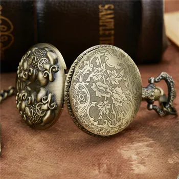 Szczęśliwy talizman zegarek kieszonkowy naszyjnik łańcuch wygrawerowanym zegarek kwarcowy zegarek wisiorek prezenty dla mężczyzn kobiet dzieci reloj de bolsillo
