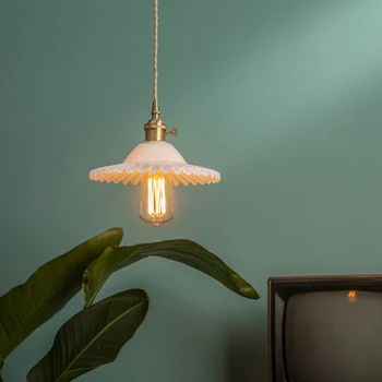 Szklana lampa wisząca Nordic wisząca Miedziana lampa wisząca mosiądz oszczędny, minimalistyczny E27 Edison klosz do restauracji