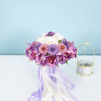 Sztuczny balon chryzantemy realistyczne płatki róży, kwiaty ślub ślubny Trzyma bukiet aranżacje stołu centralne części D