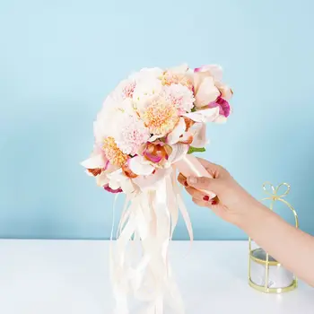Sztuczny balon chryzantemy realistyczne płatki róży, kwiaty ślub ślubny Trzyma bukiet aranżacje stołu centralne części D