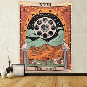 Sztuka Tarota Gobelin Mandala Ścienne Tkaniny Księżyc Syrena Astrologia Ouija Hippie Czary Boho Dekor Ścienny Koc Tapiz