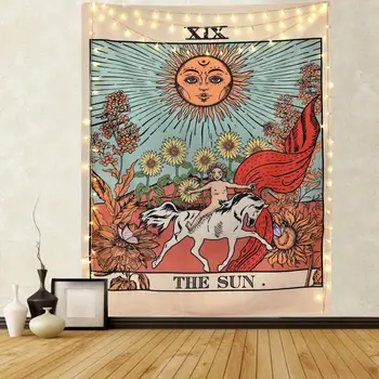Sztuka Tarota Gobelin Mandala Ścienne Tkaniny Księżyc Syrena Astrologia Ouija Hippie Czary Boho Dekor Ścienny Koc Tapiz