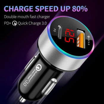 Szybka ładowarka samochodowa QC 4.0 3.0 USB Car Charging For Xiaomi Huawei 36W Type C PD Car Quick Charge for iPhone 11 XS XR 8 car Charger