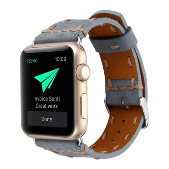 Szyć skórzana bransoletka do zegarka Apple Watch Band 44 42 40 38 mm mc Watch akcesoria dla Apple Watch 1 2 3 4 5 pasek