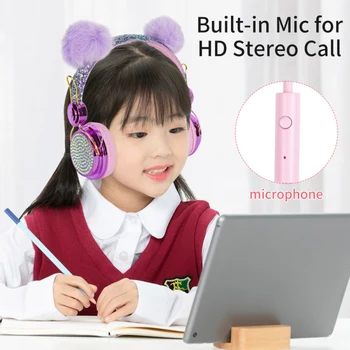 Słodkie dzieci przewodowe słuchawki z mikrofonem dziewczyny 3,5 mm muzyka słuchawki stereo komputer, telefon komórkowy gracz kot słuchawki dziewczyna
