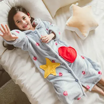 Słodkie koreański dziecięce piżamy dla dziewczynek rocznika dziecięce, szlafroki, piżamy dla dziewczynek szlafroki szlafrok nocna odzież ciepły szlafrok dziecięcy