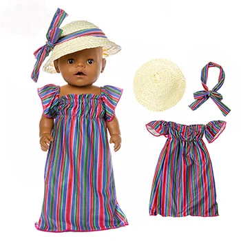 Słomkowy spódnica sukienka lalka odzież nadaje się 17 cali 43 cm lalka ubrania urodziło się dziecko strój dla dziecka na Urodziny festiwal prezent