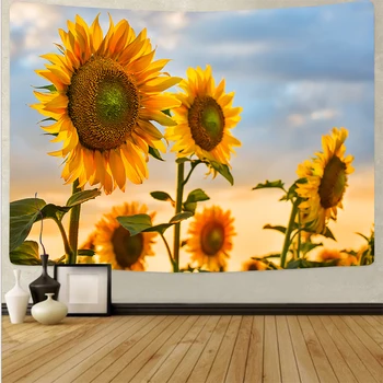 Słonecznik gobelin, malarstwo ścienne kwiaty krajobraz tkaniny schronisko ozdoby druk cyfrowy duży rozmiar gobelin