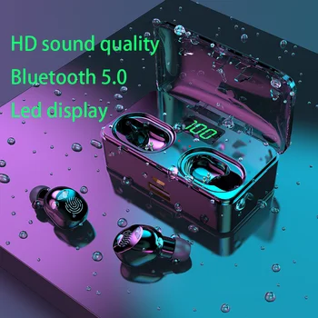 Słuchawki bezprzewodowe TWS Bluetooth 5.0 mini słuchawki stereo bass LED Power Display redukcja szumów sportowe wodoodporne słuchawki w uchu