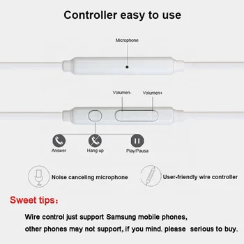 Słuchawki douszne białe do Samsung Galaxy S6 S8 przewodowy zestaw słuchawkowy z mikrofonem 3,5 mm wtyk słuchawek do telefonu komórkowego regulowana głośność 80%