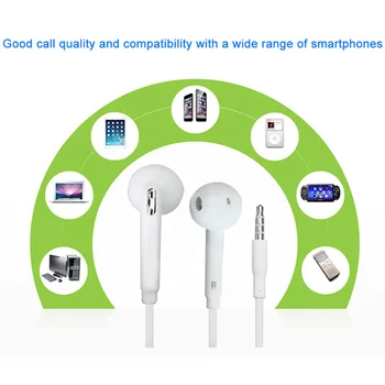 Słuchawki douszne białe do Samsung Galaxy S6 S8 przewodowy zestaw słuchawkowy z mikrofonem 3,5 mm wtyk słuchawek do telefonu komórkowego regulowana głośność 80%