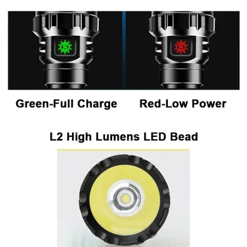 T20 LED latarka Akumulator L2 High Lumens LED taktyczna Latarka wodoodporna 5 trybów dropshipping camping, piesze wycieczki światło latarni