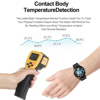 T88 310mAh Smart Bracelet Body Temperature Monitoring Circle Screen Heart Rate Blood Pressure Running Sports wodoodporny zegarek