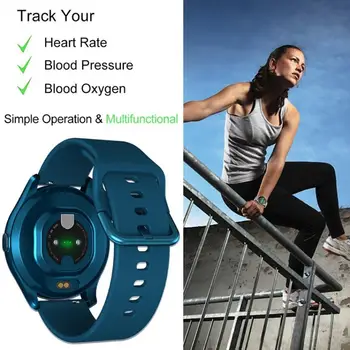 T88 310mAh Smart Bracelet Body Temperature Monitoring Circle Screen Heart Rate Blood Pressure Running Sports wodoodporny zegarek