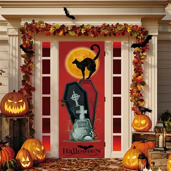 Tapety 3D na drzwi, naklejki 2020 handel zagraniczny nowy Halloween kreatywne śmieszne drzwi szklane, naklejki okienne, naklejki #1#1