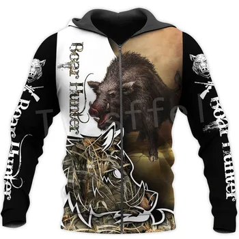 Tessffel Hog Boar Hunter Animal Hunting Camo Tattoo 3DPrint Mężczyźni/Kobiety jesienny sweter NewFashion meble ubrania śmieszne bluzy na zamek A7
