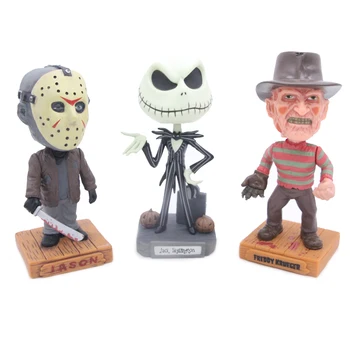 The Nightmare Before Christmas Jack Skellington & Freddy & Friday the 13 Jason Bobble-Head Zwariowanych Wobbier Figure Toys 20cm