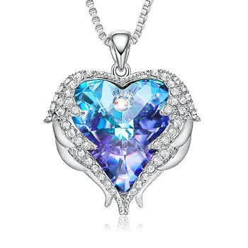 Top damski luksusowej marki ocean serce naszyjnik skrzydła anioła Kryształ obojczyk łańcuch naszyjnik biżuteria ślubna statement2020