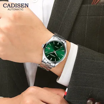 Top Luxury Brand CADISEN Design męskie zegarki mechaniczne wodoodporny, automatyczne męskie zegarek ze stali nierdzewnej sportowy kalendarz zegar