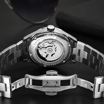 Top Luxury Brand CADISEN Design męskie zegarki mechaniczne wodoodporny, automatyczne męskie zegarek ze stali nierdzewnej sportowy kalendarz zegar