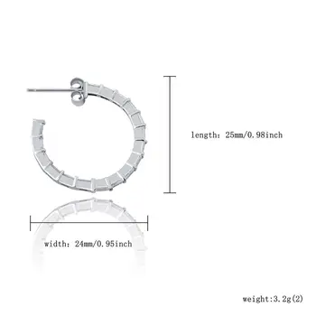 TOPGRILLZ srebra próby 925 24 mm okrągłe kolczyki Iced Mikro Utorować cyrkonia kolczyki moda biżuteria prezent dla kobiet