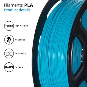 TOPZEAL kolor niebieski PLA wątek 1.75 mm 1 kg PLA plastik do drukarki 3D precyzja wykonania +/- 0.02 mm druku 3D materiał