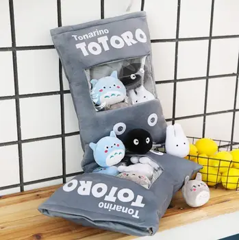 Torba z 8szt Totoro pluszowe zabawki miękkie miękkie słodkie zwierzęta poduszka Poduszka budyń lalki dla dzieci moda Dziecięca brykiet prezenty