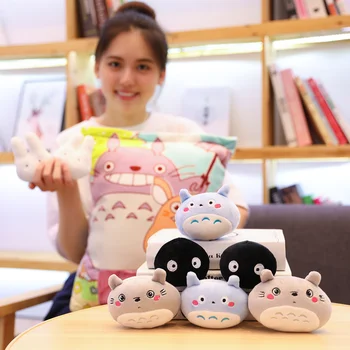 Totoro miękka poduszka z 8 szt. mini rozmiar Totoro i zwierząt, lalki wewnątrz Push Throw poduszka kreatywny prezent dla dziewczynki i chłopca