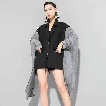 TOWTWINSTYLE temat patchwork nieregularne kurtki dla kobiet pasek rękaw nietoperz koreańskie casual kurtki Damskie 2020 jesienna moda nowy