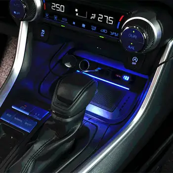 Toyota RAV4 2019 2020 2021 deska rozdzielcza desce rozdzielczej, Wykończenie atmosfera światło samochodu strona kierowcy narzędzie lampka nocna paski
