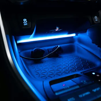 Toyota RAV4 2019 2020 2021 deska rozdzielcza desce rozdzielczej, Wykończenie atmosfera światło samochodu strona kierowcy narzędzie lampka nocna paski
