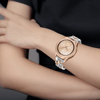 Toyouths ze stali nierdzewnej watchband Samsung Galaxy Watch 42 mm bransoletka Bransoletka kobiece metalowy pasek do Galaxy Active 2 40 mm