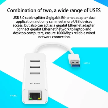 TP-LINK TL-UG313 zewnętrzny USB 3.0 Ethernet adapter karta sieciowa USB 10/100/1000M Ethernet RJ45 Lan dla systemu Windows/MAC/Linux