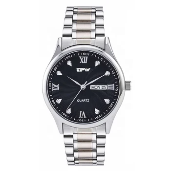 TPW męskie analogowy zegarek kwarcowy z diamentowym wodoodporny pełnym paskiem ze stali nierdzewnej zegarek dla mężczyzn