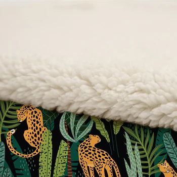 Tropikalny liść leopard Kołdrę do łóżka, rozkładana sofa gruby pluszowy Sherpa утяжеленное koc cubre cama ciepłe koce podróży rzucić koc