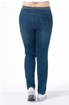 TUHAO Jeans Woman Large Size Women Plus Size Jenas 5XL 6XL 7XL ołówek spodnie elastyczny pas casual spodnie bawełna niebieski PT25