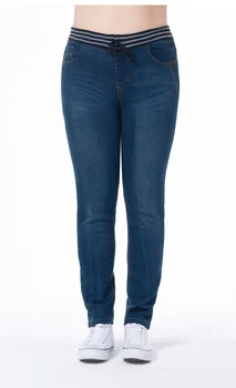 TUHAO Jeans Woman Large Size Women Plus Size Jenas 5XL 6XL 7XL ołówek spodnie elastyczny pas casual spodnie bawełna niebieski PT25