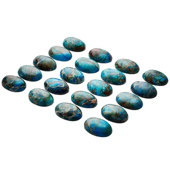 TUMBEELLUWA 1Lot (5szt) morze niebieski morski osad jaspis owalny kamień кабошоны Flatback półszlachetne kabiny do produkcji biżuterii,18x25mm