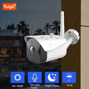Tuya 1080P WiFi kamera IP zewnętrzne monitoring kamera bezpieczeństwa wsparcie Alexa Google Home z IP66 wodoodporny noktowizor