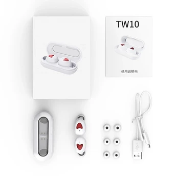 TW10 TWS Bezprzewodowe Bluetooth Słuchawki HIFI stereo redukcja szumów sportowe słuchawki dla Iphone Huawei Oppo, Xiaomi muzyczne słuchawki