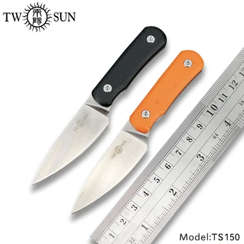 TWOSUN noże mini S90V ostrze sztywne ostrze nóż scyzoryk survival taktyczny nóż polowanie odkryty camping narzędzie EDC G10 TS150
