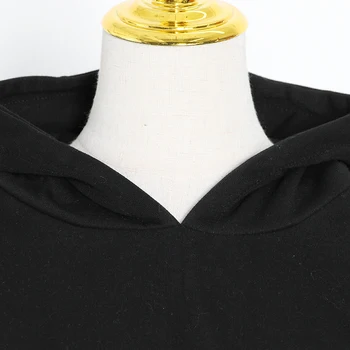 TWOTWINSTYLE hollow, codzienny zestaw dla kobiet, z kapturem, kołnierz z kapturem Wysoka Talia czarne spodnie damski garnitur 2020 moda nowy przypływ