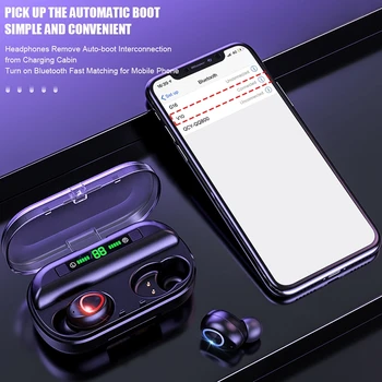 TWS Bezprzewodowe słuchawki Bluetooth z mikrofonem ładowarka pudełko wyświetlacz led sportowe wodoodporne słuchawki Bluetooth Bezprzewodowe słuchawki