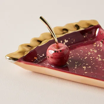 Twórczy arbuz jabłko kształt ceramiczne biżuteria podajnik uniwersalny kolczyki naszyjnik pierścień owoce deser zasobnik do przechowywania biżuterii