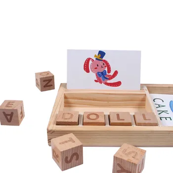 Twórczy drewniana podłoga karton nauka języka angielskiego drewniane zabawki dla dzieci dla dzieci poznawcze puzzle karty Montessori edukacyjny prezent