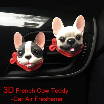Twórczy samochodowy odświeżacz powietrza żywica 3D francuska krowa Teddy samochód Воздуховыпуск pachnący klip wnętrze samochodu wystrój auto perfumy akcesoria