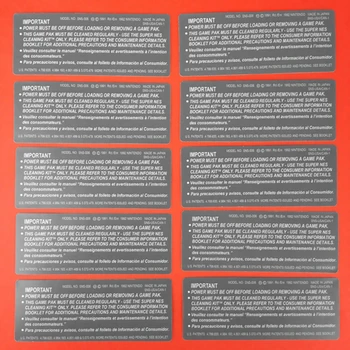 Tylne etykiety dla 16-bitowej karty Суперигровой